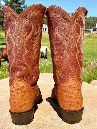 Tony Lama Exotic Full Quill Ostrich Peanut Y020091 Size 12-D GREAT! 732-9945 - Imagen 3 de 12