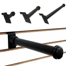 3" 6" 12" Black Slatwall Pipe Straight Faceout Hook Shelf Support - Pack of 6