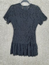 Lulus Dress Women L Black Lace Mini Ruffle Hem Short Sleeve Cocktail Career Chic