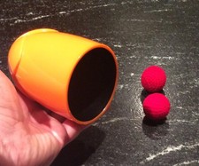 SUPER CUP Chop 2 Red Balls Goblet Magic Trick Magician Close Up Plastic Vanish
