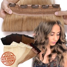 Clip In Remy 100 Human Hair Extensions One Piece 3/4 Full Head WEFT THICK
