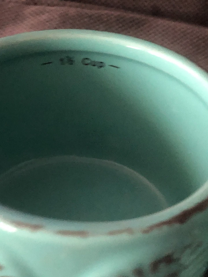 Masterclass Juego De 4 Tazas Medidoras Apilables Cerámica Búho Verde Turquesa Cocina Foto 4 de 4