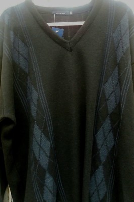 Große Herren INVICTA Schwarz V Ausschnitt Jacquard Pullover 2XL3XL4XL5XL