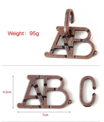 ABC Vintage Alloy Cast Puzzle Box Metal Lock Toys IQ Mind Brain Teaser Game