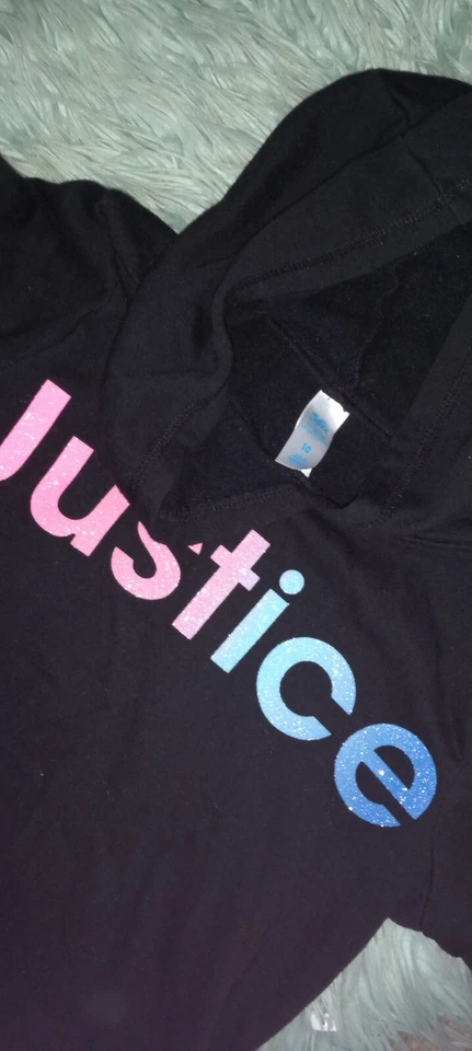 Sudadera con Capucha Negra Justice Girls Colorido Brillo Logo Gráfico Talla 10 Foto 3 de 3
