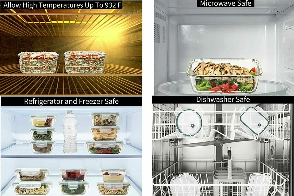 Razab Glass Food Storage Containers with Airtight Lids Microwave Safe, Set of 24 - Image 3 of 4