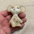 Vintage Fenton White Mouse Figurine Handpainted Signed