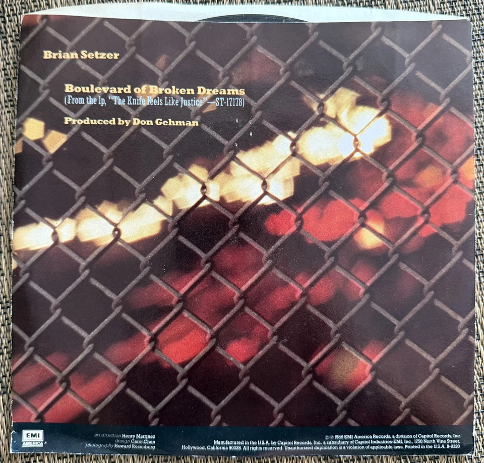 Brian Setzer - Boulevard of Broken Dreams/Keep You lovin’ Strong-EMI B-8320 M PS - Image 2 of 4