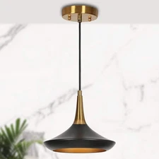 LNC Modern Black and Brass Kitchen Island Pendant Lighting Contemporary 1-Light