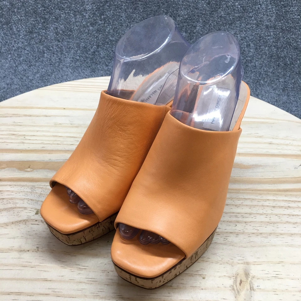 Sandalias Antonio Melani Mujer 8.5M Sarayyaa Mula Deslizables Naranja Cuero Tacones Corcho Foto 3 de 4