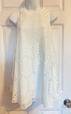 Women s Forever 21 White Floral Lace Loose Fitting Dress