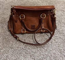 Dooney  Bourke Brown Florentine Pebbled Satchel Braided Handle standard size