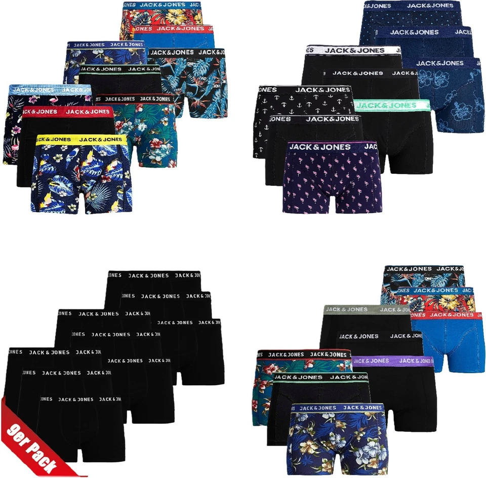 Jack Jones Boxershorts 9er Pack Herren Männer Unterhose Short Marke S M L XL XXL - Bild 1 von 1