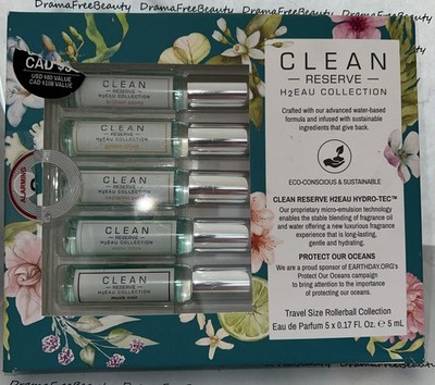 Clean Reserve H2EAU Eau de Parfum Collection ~ 5 x 5ml. Mini Rollerball Set BNIB