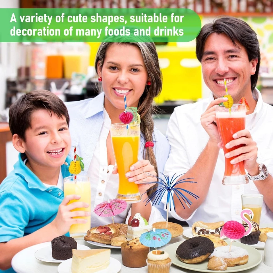 120 Stück Cocktail Deko Set – Schirmchen, Holz-Picks & Dekor für Partys - Bild 2 von 4