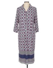 NEW Chicos Medallion Print Midi Shirt Dress 2 (12 / 14) Pink Blue Multi NWOT