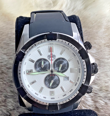 時計 suger Sug 1883 Mens Chronograph White Face Watch incl. Box Swiss Parts