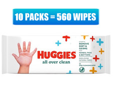10x Packs Huggies All Over Clean Baby Wet Wipes - 560 Wipes Total