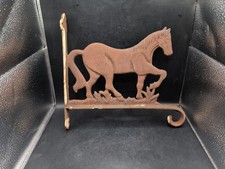 Vintage Rustic Rusty Cast Iron Horse Sign With End Hook 11x12