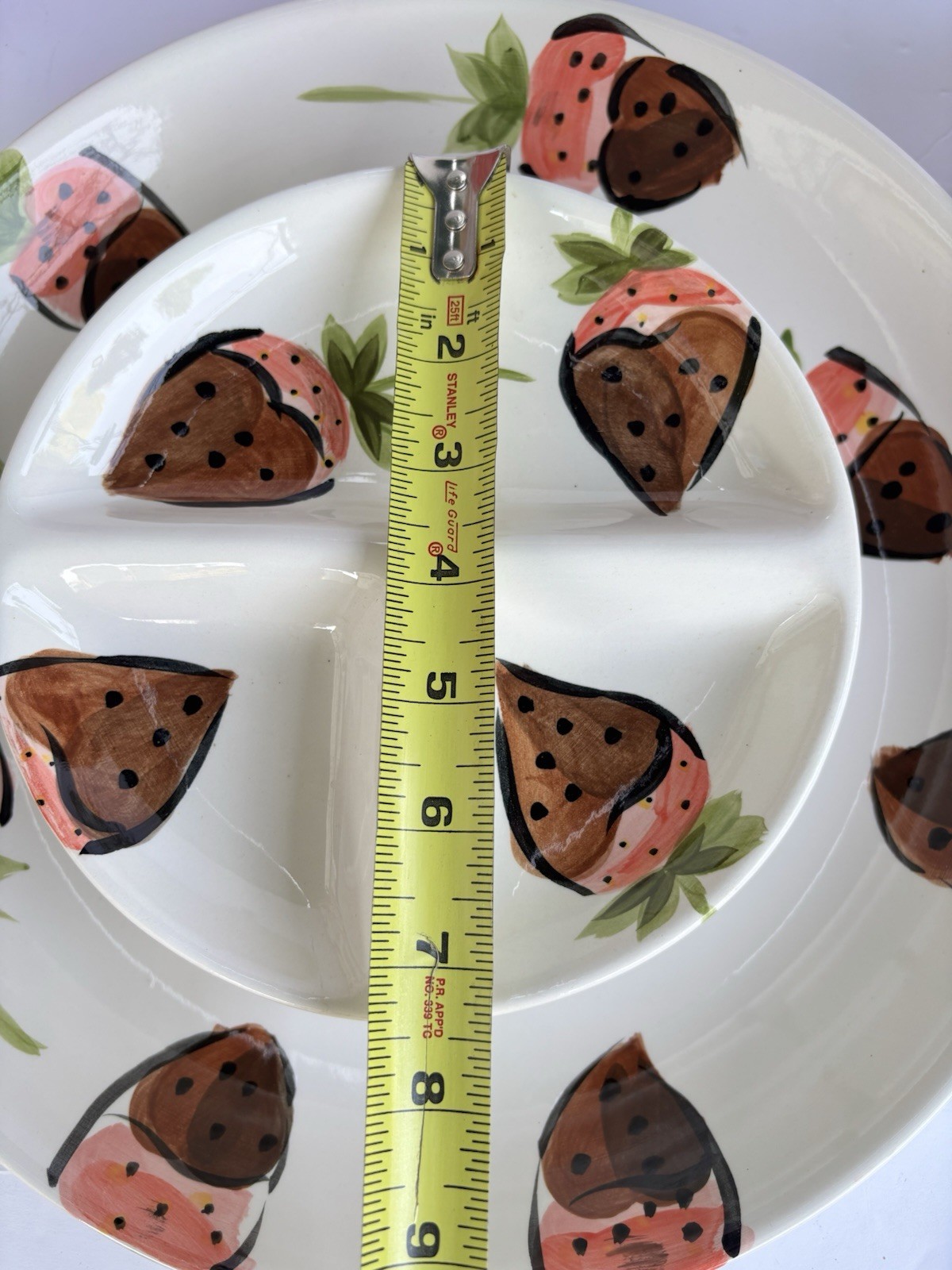 11pc Tabletops Ceramic Chocolate Strawberry Fondue Set Pot Platter Plates Forks