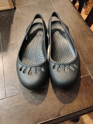 Crocs Women's Black Kadee Slingback Croslite Slip On Ballet Flats Size 9