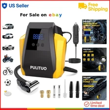 Portable Air Compressor Tire Inflator 12V DC Digital Pressure LED Light