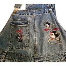 VTG Disney Mickey Unlimited Jerry Leigh Denim Overall Shorts 18/20W Womens Y2K