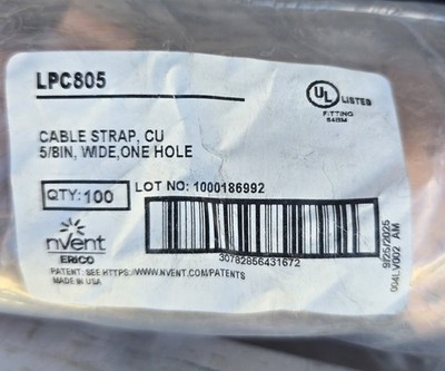 Erico LPC805 Bag With 100 5/8'' Copper Cable Strap.