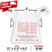 Thank You T Shirt Retail Grocery Store Carryout Shopping To Go Plastic Bags 1000