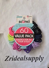 SCUNCI NO DAMAGE  ELASTICS FOR ALL YOUR STYLES MULTI COLORS 60ct 