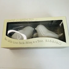 Kate Aspen LOVE BIRDS Kissing Salt & Pepper Shaker Set White Ceramic NEW