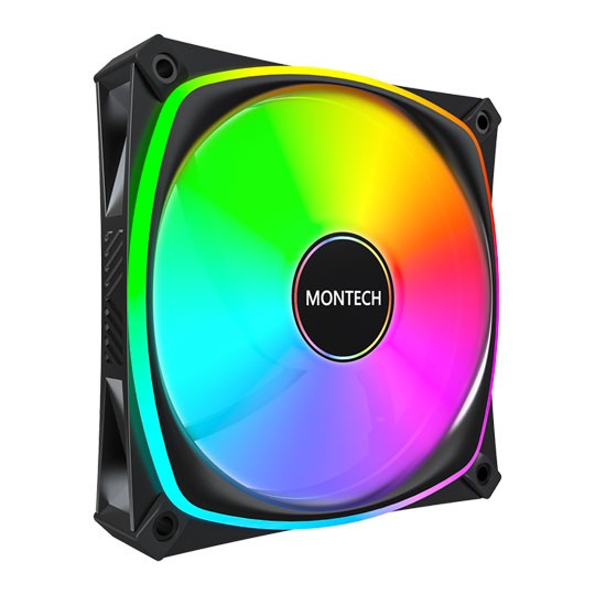 120mm Montech AX120 Pro ARGB Fan, Black, 9 Blade, 600-1600rpm, 72.3 CFM, Rifle B