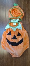 Infant Pumpkin Costume Halloween 2 Piece 0-6 Months Unisex Padded Body And Hat