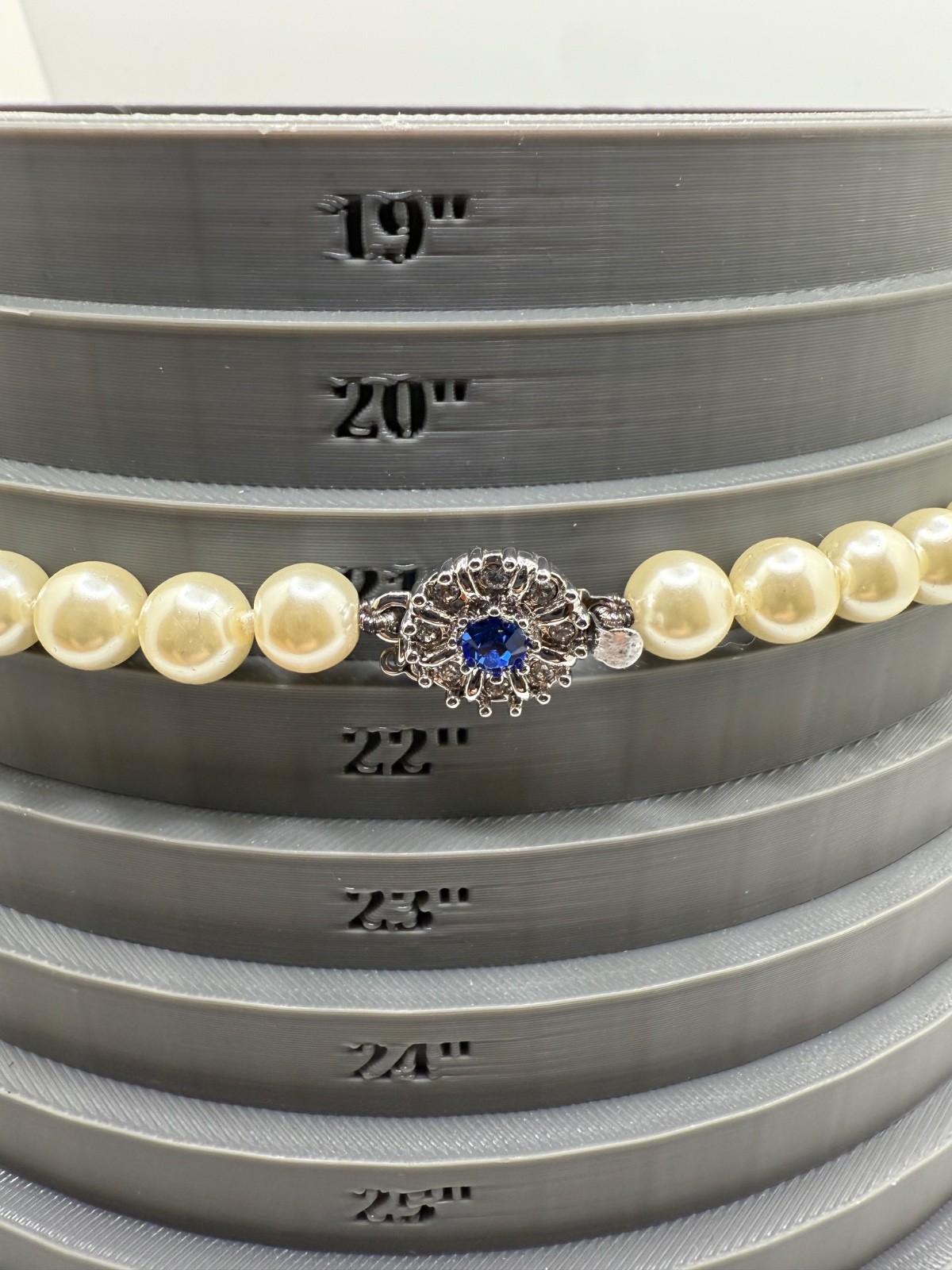 Vintage Camrose Kross JBK Kennedy Faux Pearl Blue Rhinestone Statement 20”