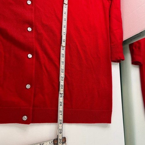 Lands' End Womens Cardigan Sweater Size 2X Red Button Front 3/4 Sleeve Ribbed - Picture 7 of 8