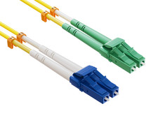 OS2 LC/UPC to LC/APC Duplex 9/125 Singlemode Fiber Optic Cable - 1/2/3/5/10m