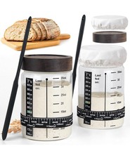 Sourdough Starter Jars 35 Oz 2 Pack Scale Line Date Marked Feeding Band Scraper