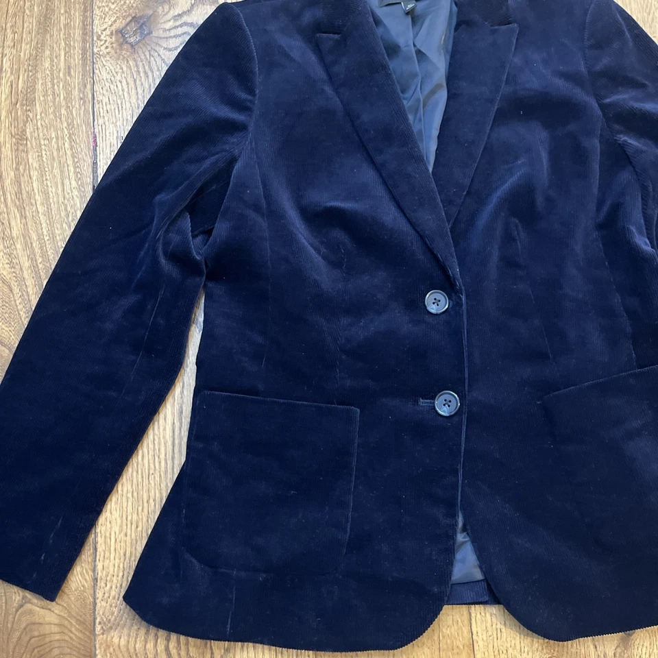 TALBOTS Corduroy Women's Blazer Jacket Blue Lined, Size 6P - Image 2 of 4