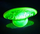 Fenton FAGCA Logo Dealer Sign-Vaseline/Uranium Opalescent-1980-Butterfly Vintage