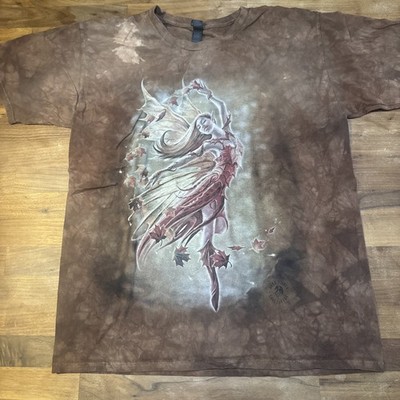 Mens The Mountain T Shirt Size L Cotton USA Brown Ann Stokes Fairy Fall Autumn