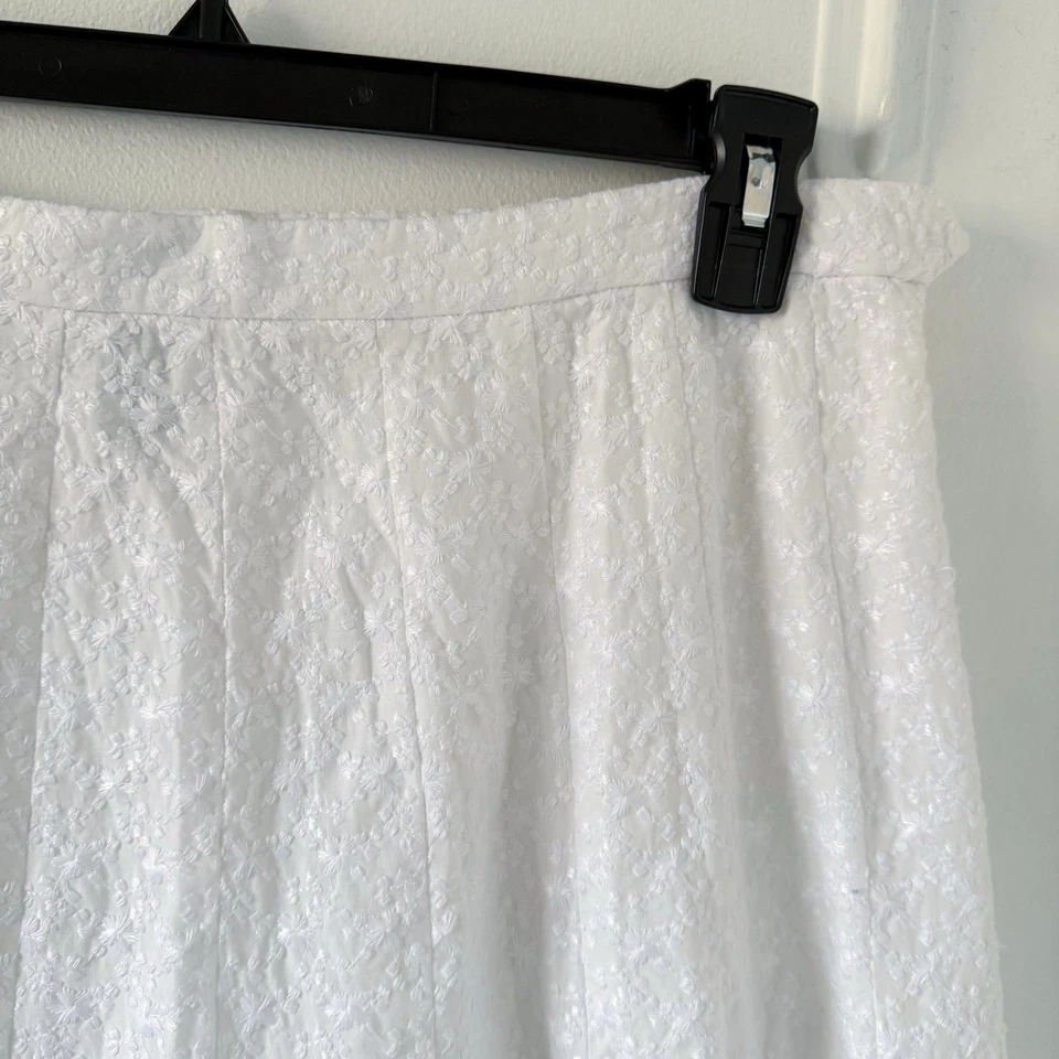 Lauren Ralph Lauren女式12白色花朵蕾丝刺绣棉中裙 — 第 4/4 张图片