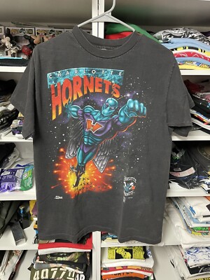 ANVIL / Tシャツ/M/コットン/BLK/NBA/CHARLOTTE HORNETS/90s VTG 90s NBA CHARLOTTE HORNETS SALEM SPORTSWEAR COMIC T-SHIRT SIZE