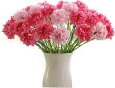 20" Bouquets 10 Stem Carnations,Outdoor UV Resistant No Fade Artificial Flower,C