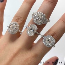 GIA Certified 3.34carat Henri Daussi Cushion-cut Engagement Anniversary Ring