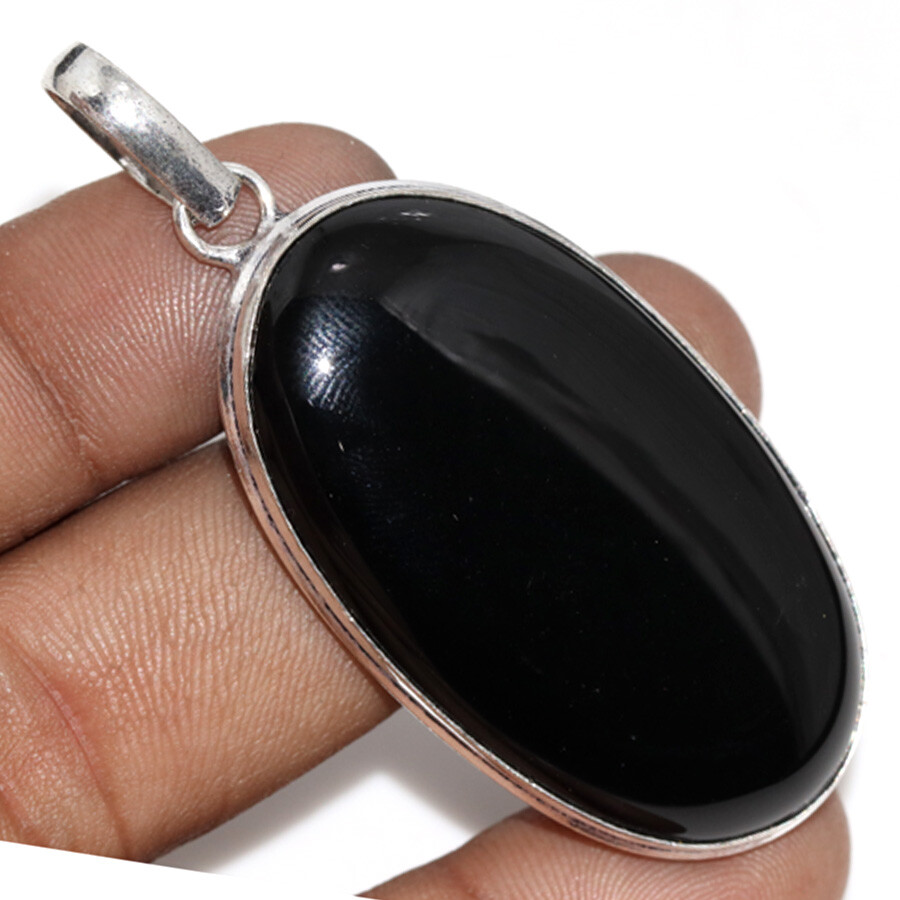 Black Onyx 925 Silver Plated Pendant 2.4