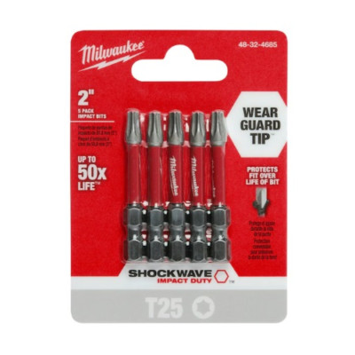 MILWAUKEE ELEC TOOL 48-32-4685 2'' T25 Torx Bit (5 Pack)