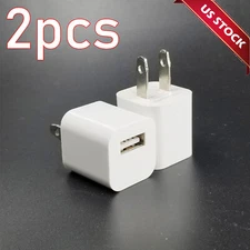 2x White 1A USB Power Adapter AC Home Wall Charger US Plug FOR iPhone 5 6 7 8 X