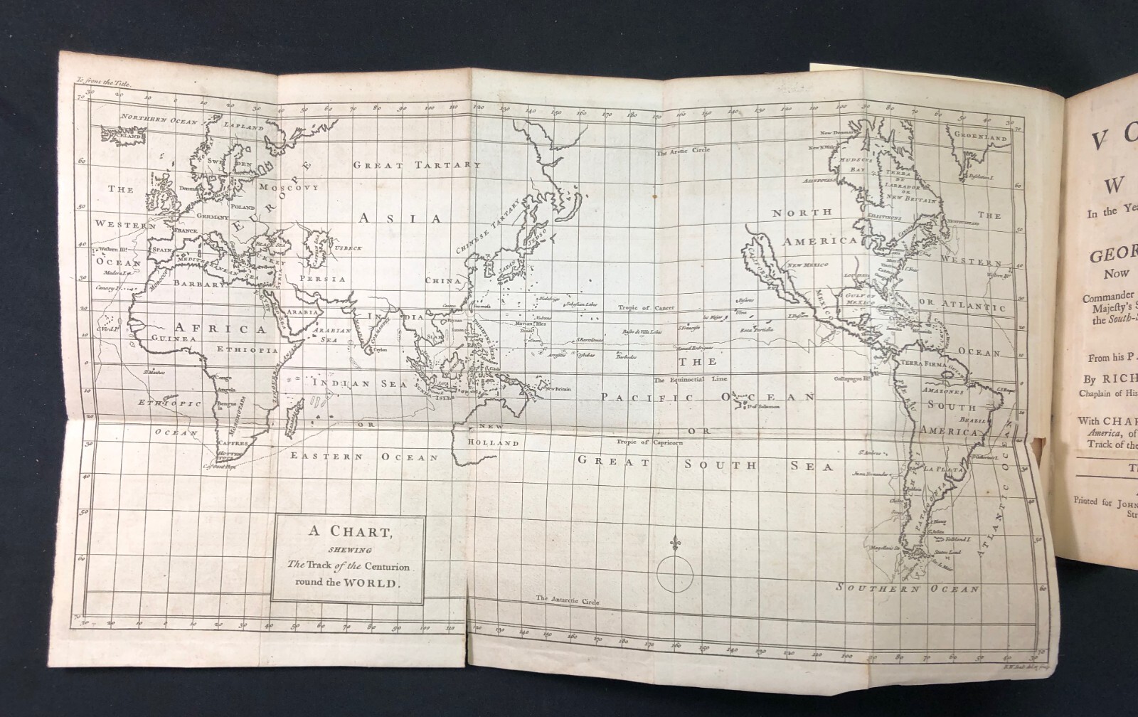 George Anson Voyage Round the World  6th 1749 Knapton NF Leather Complete
