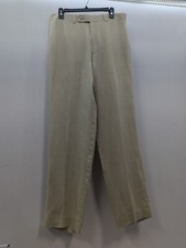 CALVIN KLEIN 100 Linen Tan Dress Pants Flat Front Men's Size 33x32