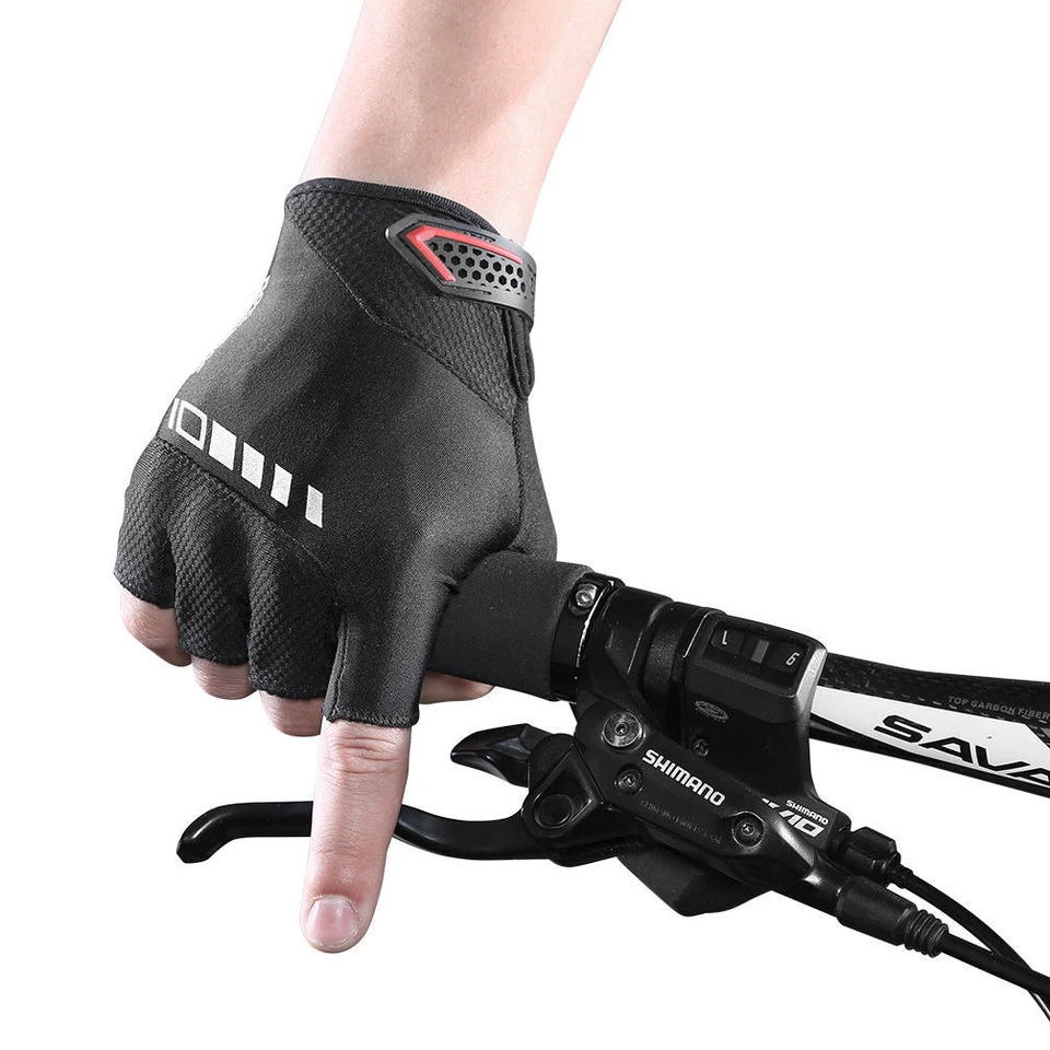 ROCKBROS Guantes de Ciclismo Medio Dedo Deportes Bicicleta Bicicleta Gel Almohadilla Guantes Negros Foto 3 de 4